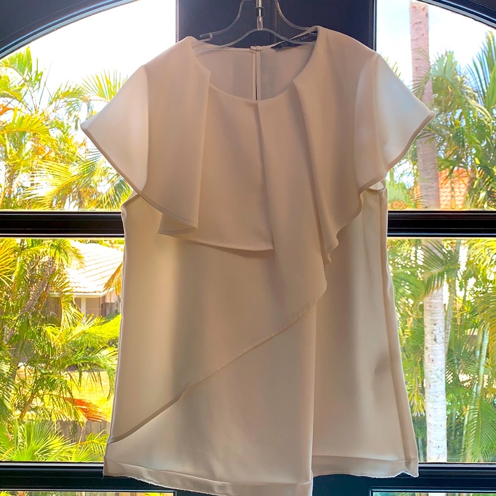 Zara White Blouse short sleeve